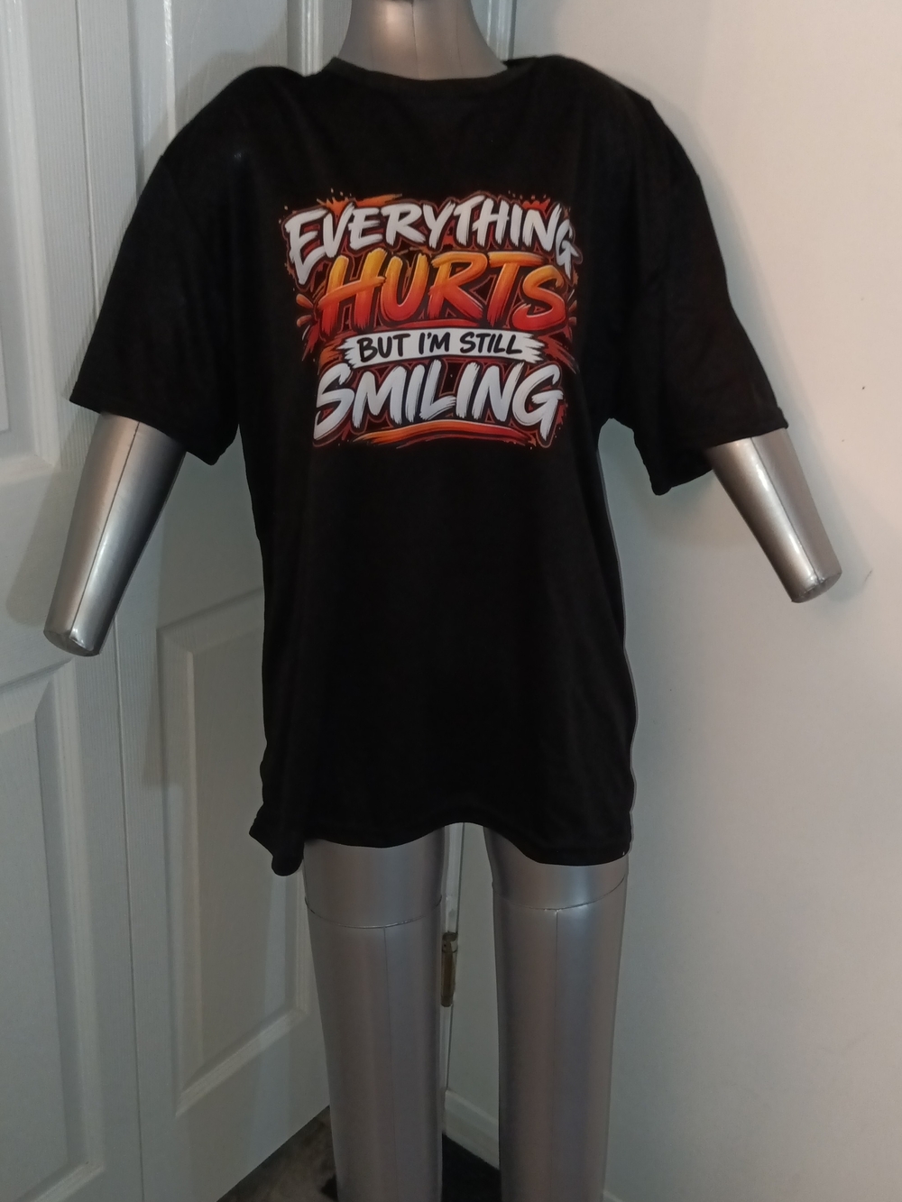 Black Graphic Tee - "Everything Hurts But I'm Still Smiling" New 5XL